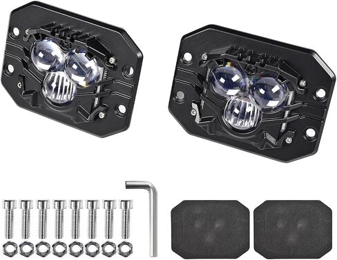 2PCS فلوش جبل LED القرون أضواء، LED بقعة ضوء دافق قبالة الطريق القيادة ضوء للماء أضواء العمل مكعب عكس مصباح لشاحنة لUTV لقارب ATV SUV in Kuwait