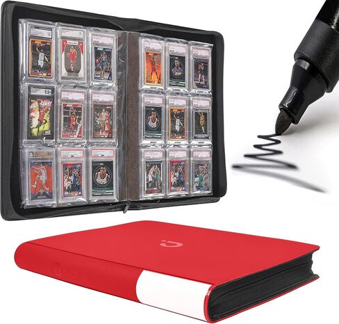 D Dacckit Braded Card Binder - PSA Binder Card Binder يناسب 90 ألواح بطاقة متدرج ، 9 لوحات بطاقة الجيب مع الأكمام المتوافقة مع PSA CGC BGS SGC Slabs （Model A ، أسود كلاسيكي） in Kuwait