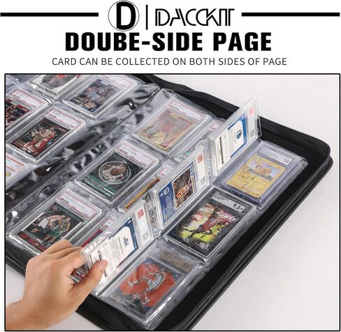 D Dacckit Braded Card Binder - PSA Binder Card Binder يناسب 90 ألواح بطاقة متدرج ، 9 لوحات بطاقة الجيب مع الأكمام المتوافقة مع PSA CGC BGS SGC Slabs （Model A ، أسود كلاسيكي） in Kuwait