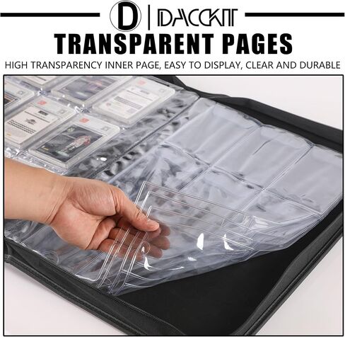 D Dacckit Braded Card Binder - PSA Binder Card Binder يناسب 90 ألواح بطاقة متدرج ، 9 لوحات بطاقة الجيب مع الأكمام المتوافقة مع PSA CGC BGS SGC Slabs （Model A ، أسود كلاسيكي） in Kuwait