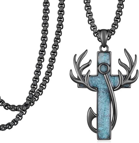Caravaca Cross Necklace S925 Sterling Silver Turquoise Caravaca Cross Pendant Necklace for Men Christian Jewelry Gifts for Men Women in Saudi Arabia