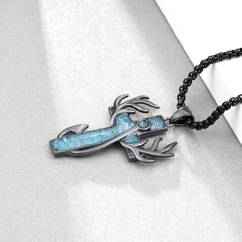 Caravaca Cross Necklace S925 Sterling Silver Turquoise Caravaca Cross Pendant Necklace for Men Christian Jewelry Gifts for Men Women in Saudi Arabia