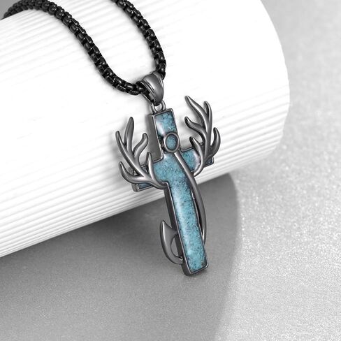 Caravaca Cross Necklace S925 Sterling Silver Turquoise Caravaca Cross Pendant Necklace for Men Christian Jewelry Gifts for Men Women in Saudi Arabia