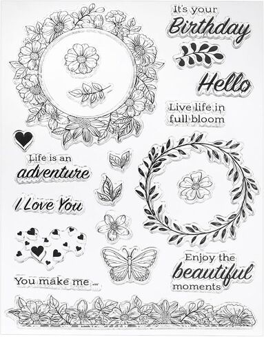 طوابع السيليكون الشفافة Patikil ، 1 PCS T1885 Flowers Clear Stamps لتصنيع البطاقات DEROCTION DIY SCRAPSING DECRING CRAFT ، واضحة in Saudi Arabia
