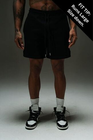 ANANKE Fate Heavyweight Fleece Short for Men - Relaxed Fit Above Knee 360 GSM Cotton Polyester Elastic Waist Shorts Pockets in Saudi Arabia