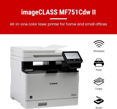 Canon Color imageCLASS MF751Cdw II Wireless Laser Printer for Duplex Printing, White - Multifunction Home Office, Small Office Printer with Copier/Scanner, Auto Feeder, 3 Year Limited Warranty, 35 PPM in Saudi Arabia
