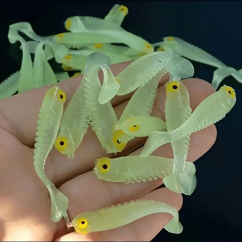 Glow in The Dark Fishing Lures, 1.97-Inch Silicone Swimbait, 10-Pack with Pouch in Kuwait