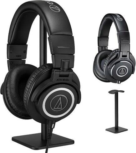 Audio-Technica ATH-M40x Professional Monitor Headphones - Black with Desktop Headphone Stand in Saudi Arabia