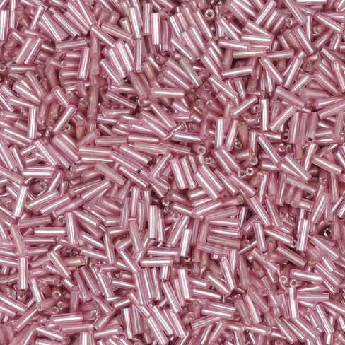 4000pcs حبات Bugle ، حبات أنبوب تطريز أبيض شفاف لصنع المجوهرات ، حبات طويلة صغيرة لمستلزمات قلادات DIY الحرفية ، 7x2mm in Saudi Arabia