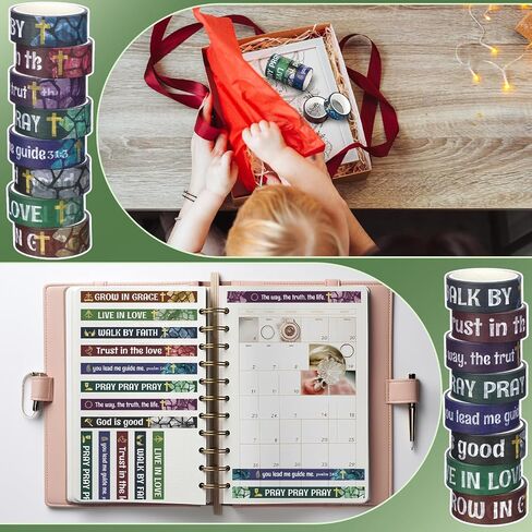 Janlaugh 24 Rolls Washi Tape Gifts Set Bulk Religious Inspirational Scripture Decorative Multicolor Washi Tape for Bible Journaling Crafting Stationery Scrapbooking in Saudi Arabia