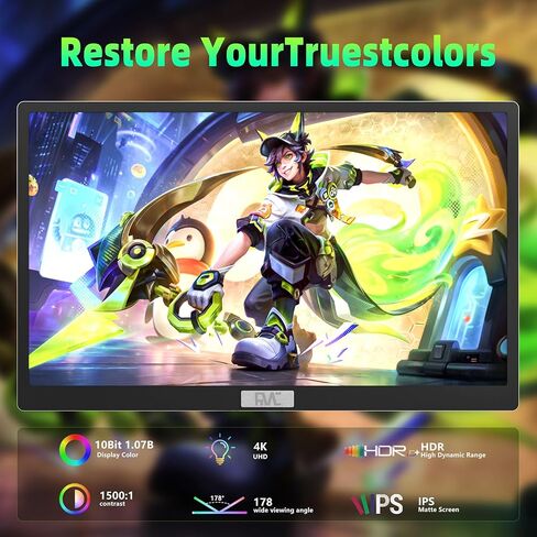 FMC 15.6 بوصة 1080p FHD مراقبة محمولة Ultra Slim Travel Monitor USB-C HDMI مع غطاء وكابلات للكمبيوتر المحمول MAC in Kuwait