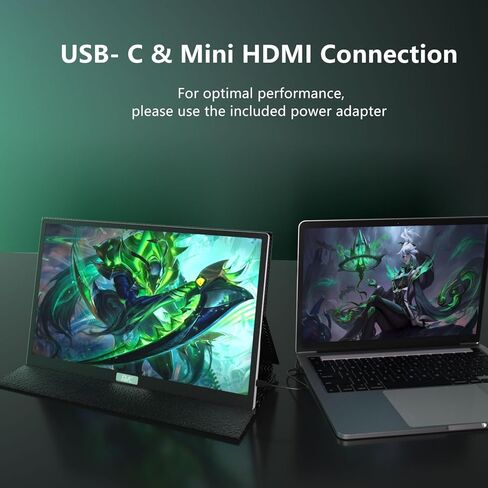 FMC 15.6 بوصة 1080p FHD مراقبة محمولة Ultra Slim Travel Monitor USB-C HDMI مع غطاء وكابلات للكمبيوتر المحمول MAC in Kuwait