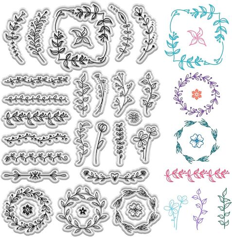 CRASPIRE Vintage Flowers Clear Stamps for Card Making Transparent Rubber Stamps Reusable Wildflowers Silicone Stamp Spring Scenery Background Crafting DIY Scrapbooking Photos Album in Saudi Arabia