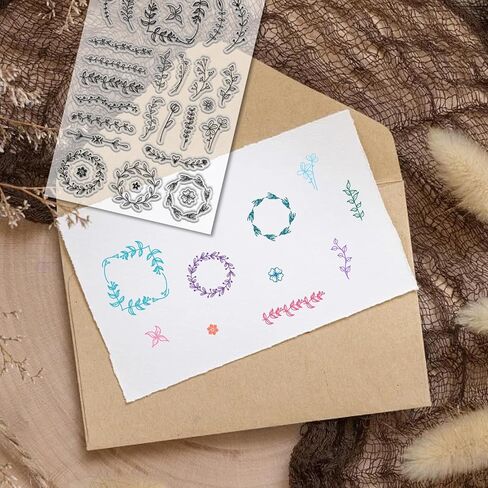CRASPIRE Vintage Flowers Clear Stamps for Card Making Transparent Rubber Stamps Reusable Wildflowers Silicone Stamp Spring Scenery Background Crafting DIY Scrapbooking Photos Album in Saudi Arabia