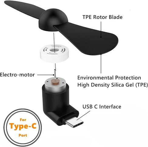 Type USB C Cell Phone Fan for iPhone Series 15, 15 Plus,15 Pro, 15 Pro Max, 16,16 Plus, 16 Pro, 16 Pro Max, for Samsung Galaxy S Series, Z Fold Flip, A1/A2/A3/A5 Series, M1/M3/M5, Note Serie in Kuwait