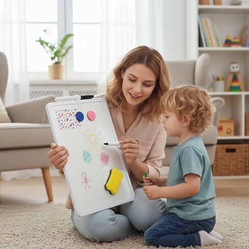 MXG Modern Color Frame Double-Sided whiteboard, Writing Board, 8 inches * 12 inches, Including 1 Pen, 2 Magnets, 1 Eraser, and 1 Buckle, Used for to-do Lists in The Office, Home, and School (White) in Saudi Arabia