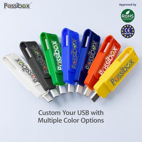 Custom Type C USB Flash Drive Promotional 2 in 1 Dual Memory Stick Logo Print Personalized Swivel OTG Jump Drive 16GB 30 Pack in Saudi Arabia