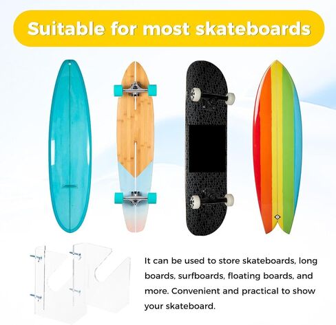 Skateboard Wall Mount Display Racks, Clear Horizontal Skateboard Hanger Wall Mount with Screws for Snowboards Skateboard Longboard in Saudi Arabia