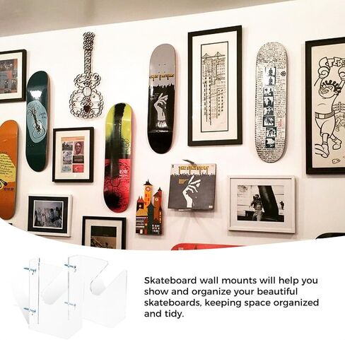 Skateboard Wall Mount Display Racks, Clear Horizontal Skateboard Hanger Wall Mount with Screws for Snowboards Skateboard Longboard in Saudi Arabia