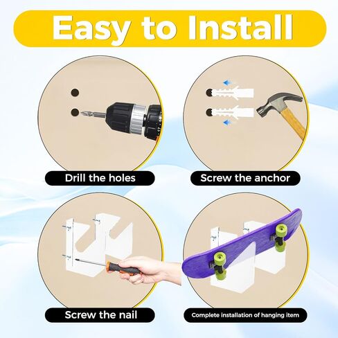 Skateboard Wall Mount Display Racks, Clear Horizontal Skateboard Hanger Wall Mount with Screws for Snowboards Skateboard Longboard in Saudi Arabia