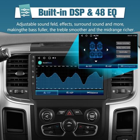 Car Radio Stereo for Dodge Ram 2013-2019 1500 2500 3500 Built in Carplay/Android Auto 9 inch Head Unit 2G RAM 32G ROM with DSP BT GPS FM WiFi Backup Camera Automatic AC in Kuwait