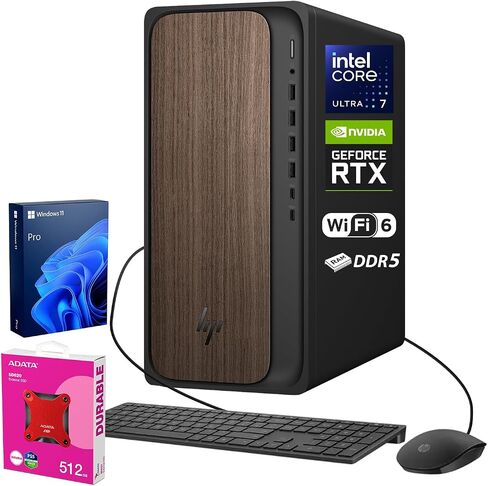 HP Envy AI Copilot Pro Business Desktop ، Intel Core I7-14700 ، NVIDIA GEFORCE RTX 3050 ، 32GB RAM ، 1TB SSD ، RJ45 ، WI-FI 6 ، Windows 11 Pro ، Black ، مع ADATA 512GB Bundle SSD SSD SSD SSD in Kuwait