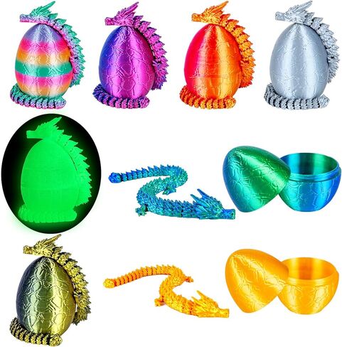 3.94inch Tragons Tragons Egg Egg Egg Beag Barge مع 3 تنانين داخل ألعاب Dragon المطبوعة ثلاثية الأبعاد للأطفال والكبار. in Kuwait