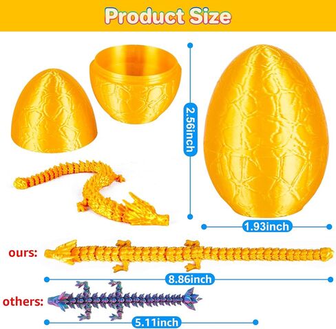 3.94inch Tragons Tragons Egg Egg Egg Beag Barge مع 3 تنانين داخل ألعاب Dragon المطبوعة ثلاثية الأبعاد للأطفال والكبار. in Kuwait