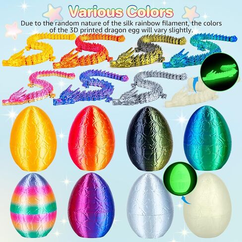 3.94inch Tragons Tragons Egg Egg Egg Beag Barge مع 3 تنانين داخل ألعاب Dragon المطبوعة ثلاثية الأبعاد للأطفال والكبار. in Kuwait