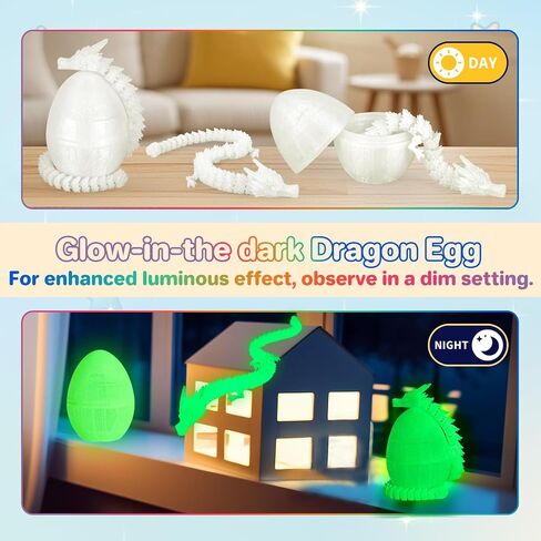 3.94inch Tragons Tragons Egg Egg Egg Beag Barge مع 3 تنانين داخل ألعاب Dragon المطبوعة ثلاثية الأبعاد للأطفال والكبار. in Kuwait