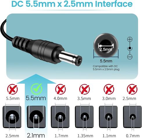 12v 2a Power Supply Replacement with 8 Tips, 12Volt AC DC Adapter Power Cord 100V-240V 24W 5.5x2.1mm Plug for LED Strip Light,Router,CCTV Camera in Kuwait