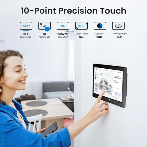 Miktver 10.1 inch Monitor, 1024x600 LCD IPS Monitor 10 inch Security CCTV Display with HDMI, VGA, BNC, RCA Interfaces for Home, Office, Warehouse Surveillance in Saudi Arabia
