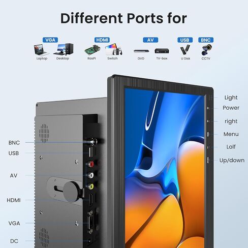 Miktver 10.1 inch Monitor, 1024x600 LCD IPS Monitor 10 inch Security CCTV Display with HDMI, VGA, BNC, RCA Interfaces for Home, Office, Warehouse Surveillance in Saudi Arabia