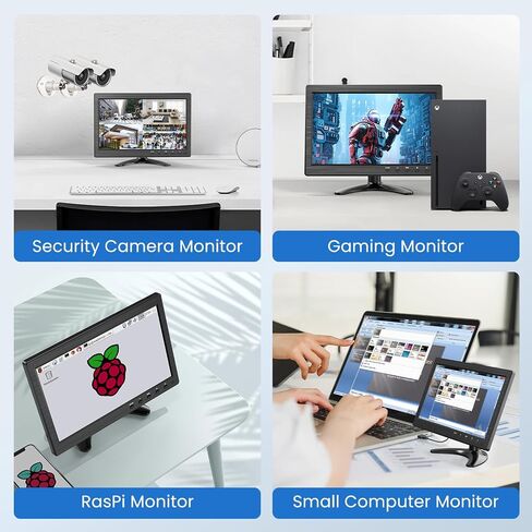 Miktver 10.1 inch Monitor, 1024x600 LCD IPS Monitor 10 inch Security CCTV Display with HDMI, VGA, BNC, RCA Interfaces for Home, Office, Warehouse Surveillance in Saudi Arabia