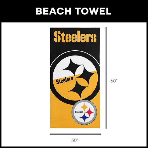 Northwest NFL Pittsburgh Steelers Microfiber Beach Towel, 30 x 60 Inches – Quick Dry, Sand Resistant, Lightweight, Highly Absorbent, Incisor Design in Saudi Arabia