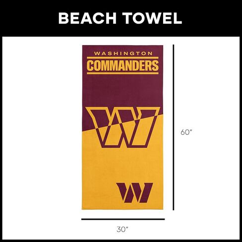 Northwest NFL Washington Commanders Microfiber Beach Towel, 30 x 60 Inches – Quick Dry, Sand Resistant, Lightweight, Highly Absorbent, Incisor Design in Saudi Arabia