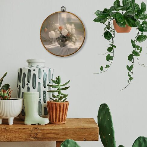 Hiuwevt Vintage Lily of the Valley Floral Round Wall Art Decor in Kuwait