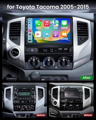 [4GB RAM + 64GB ROM] Car Radio for Toyota Tacoma 2005-2015, 10 Inch 1280 * 800 Touch Screen, Car Stereo with Wireless CarPlay Android Auto Bluetooth WiFi GPS FM Backup Camera Knob Keybutton in Kuwait