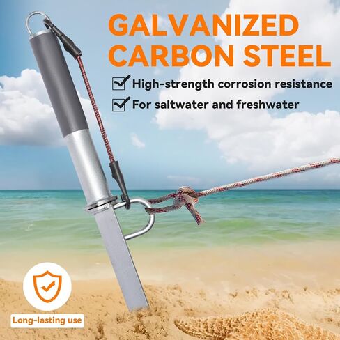Self-Hammering 8 lb Beach Sand Spike Anchor, Hot-Dip Galvanized Steel for Small Boats, PWCs, Kayaks, Jet Skis in Shallow Water, Sandbars, with Canvas Bag in Saudi Arabia