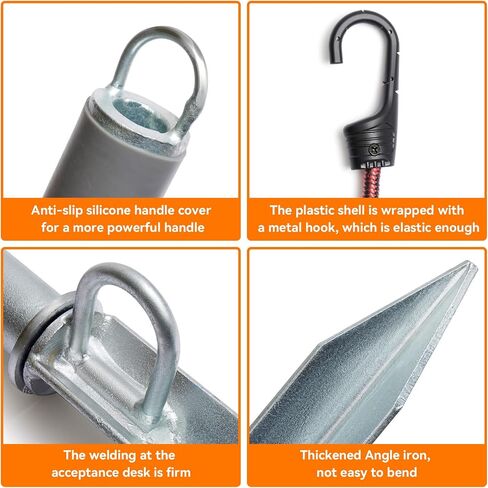 Self-Hammering 8 lb Beach Sand Spike Anchor, Hot-Dip Galvanized Steel for Small Boats, PWCs, Kayaks, Jet Skis in Shallow Water, Sandbars, with Canvas Bag in Saudi Arabia