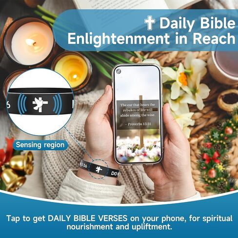 Daily Bible Verse Silicone Wristband for Men Women, Religious Wristband, Inspirational Scripture Present for Daily Motivation, Faith Hope Belief Bracelet, Black in Saudi Arabia