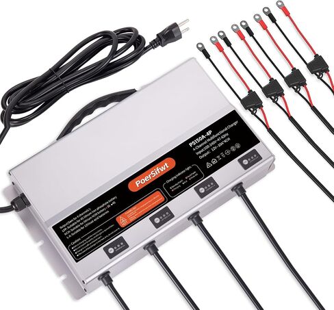 2 Bank 12V 10A Marine Battery Charger, Dual Output Smart Charger for LiFePO4, Lithium, Lead Acid Batteries, with 0V Start for Boat, RV, Trolling Motor, Lawn Mower in Saudi Arabia
