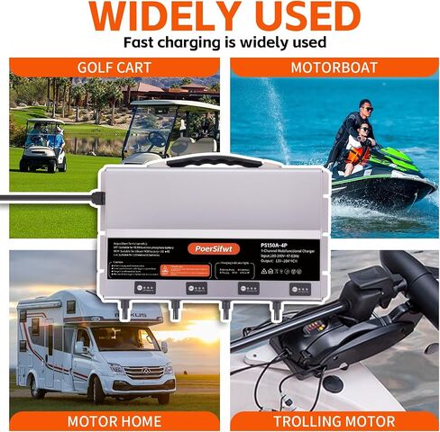 2 Bank 12V 10A Marine Battery Charger, Dual Output Smart Charger for LiFePO4, Lithium, Lead Acid Batteries, with 0V Start for Boat, RV, Trolling Motor, Lawn Mower in Saudi Arabia