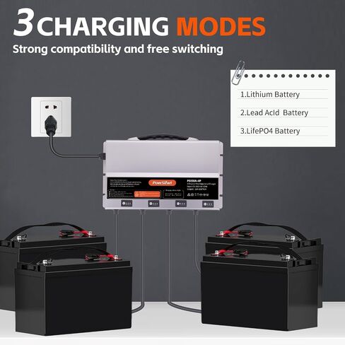 2 Bank 12V 10A Marine Battery Charger, Dual Output Smart Charger for LiFePO4, Lithium, Lead Acid Batteries, with 0V Start for Boat, RV, Trolling Motor, Lawn Mower in Saudi Arabia
