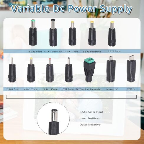 Universal Power Supply 3V~24V 3A 72W Adjustable Variable Switching AC/DC Adapter AC to DC Converter with LED Voltage Display, 14 Tips, Polarity Converter, Test Lead in Saudi Arabia