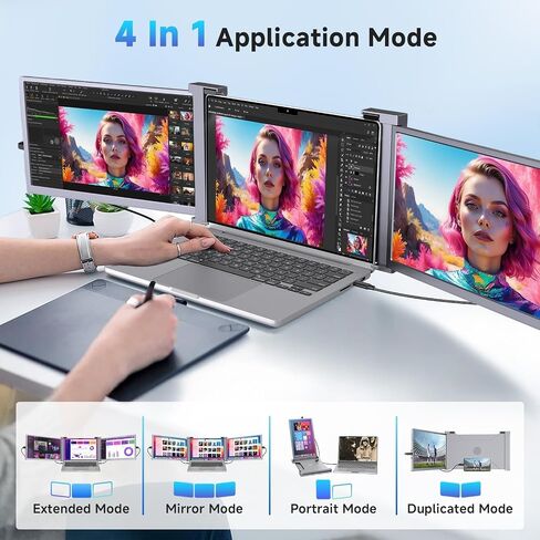 شاشة شاشة الكمبيوتر المحمول 14 "، شاشة محمولة 1080p FHD IPS Triple Portable لـ 14" -17.3 "كمبيوتر محمول ، موسع شاشة التوصيل والتشغيل مع منفذ USB-C/HDMI لنظام التشغيل Mac/Windows/Chrome/Android ، رمادي in Kuwait