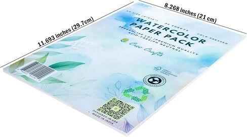 Creo Crafts Professional AlloroR Paper | A5 300 GSM PORD PRAPED | ورقة خالية من الحمض 50 | مثالي للفنان ، الرسم الاحترافي ، الرسم الجاف والرطب ، الفنون الجميلة ، المدرسة ، الطلاب in Kuwait