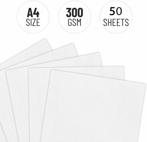 Creo Crafts Professional AlloroR Paper | A5 300 GSM PORD PRAPED | ورقة خالية من الحمض 50 | مثالي للفنان ، الرسم الاحترافي ، الرسم الجاف والرطب ، الفنون الجميلة ، المدرسة ، الطلاب in Kuwait