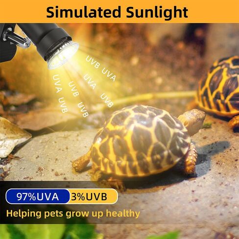 مصباح حرارة الزواحف مع 360 درجة قابلة للتدوير مشبك بقعة بقعة ضوء مع 50W UVA UVB مصباح تسخين أشعة الشمس محاكاة لسلاحف السحالي الثعابين دبابات البرمائيات in Kuwait