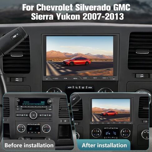 Car Stereo for Chevy Silverado GMC Sierra Yukon 2007-2013 Head Unit Radio CarPlay Android Auto with GPS Navigation Bluetooth Backup Camera in Kuwait